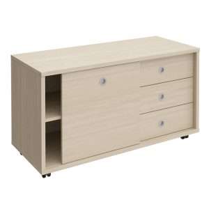 Тумба выкатная 3 ящика без замка + дверь-купе из ДСП дуб шамони