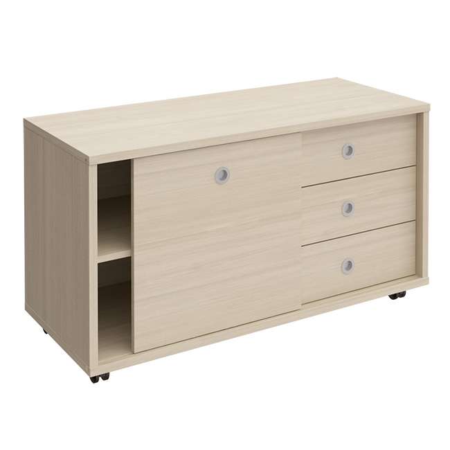 Тумба выкатная 3 ящика без замка + дверь-купе из ДСП дуб шамони