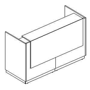 Стойка ресепшен прямая (полка высокая) белый премиум / белый премиум / белый премиум