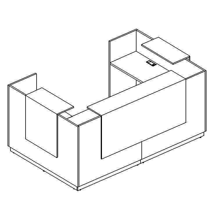 Стойка ресепшен П-образная (полки высокие) с подсветкой белый премиум / белый премиум / белый премиум