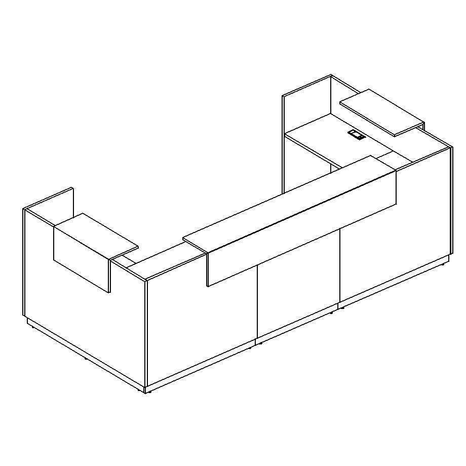 Стойка ресепшен П-образная белый премиум / белый премиум / белый премиум