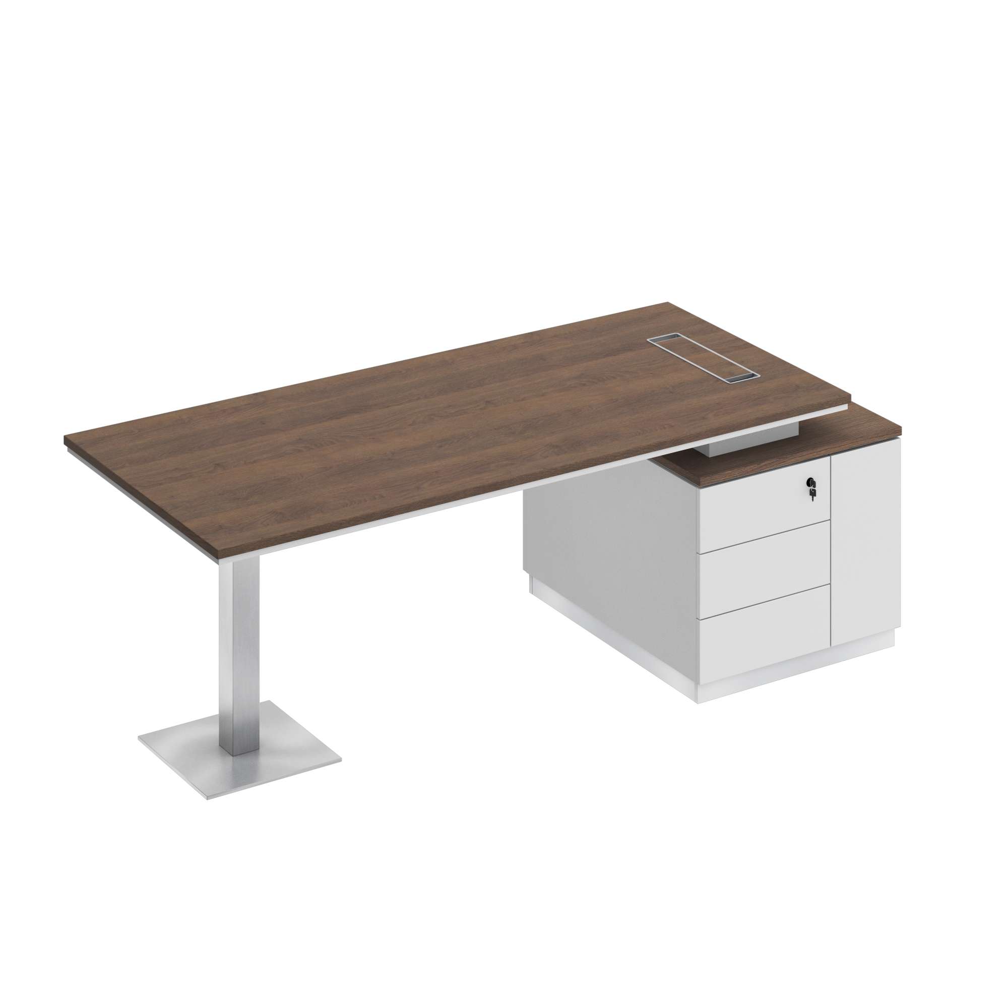 Стол на опорной тумбе дуб гладстоун / белый премиум / белый премиум