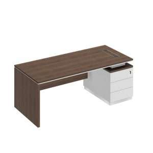 Стол руководителя на опорной тумбе опора ДСП дуб гладстоун / белый премиум / белый премиум