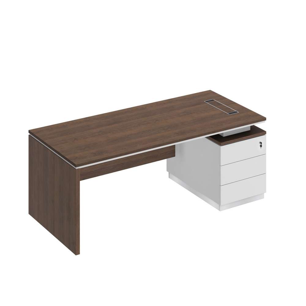 Стол руководителя на опорной тумбе опора ДСП дуб гладстоун / белый премиум / белый премиум