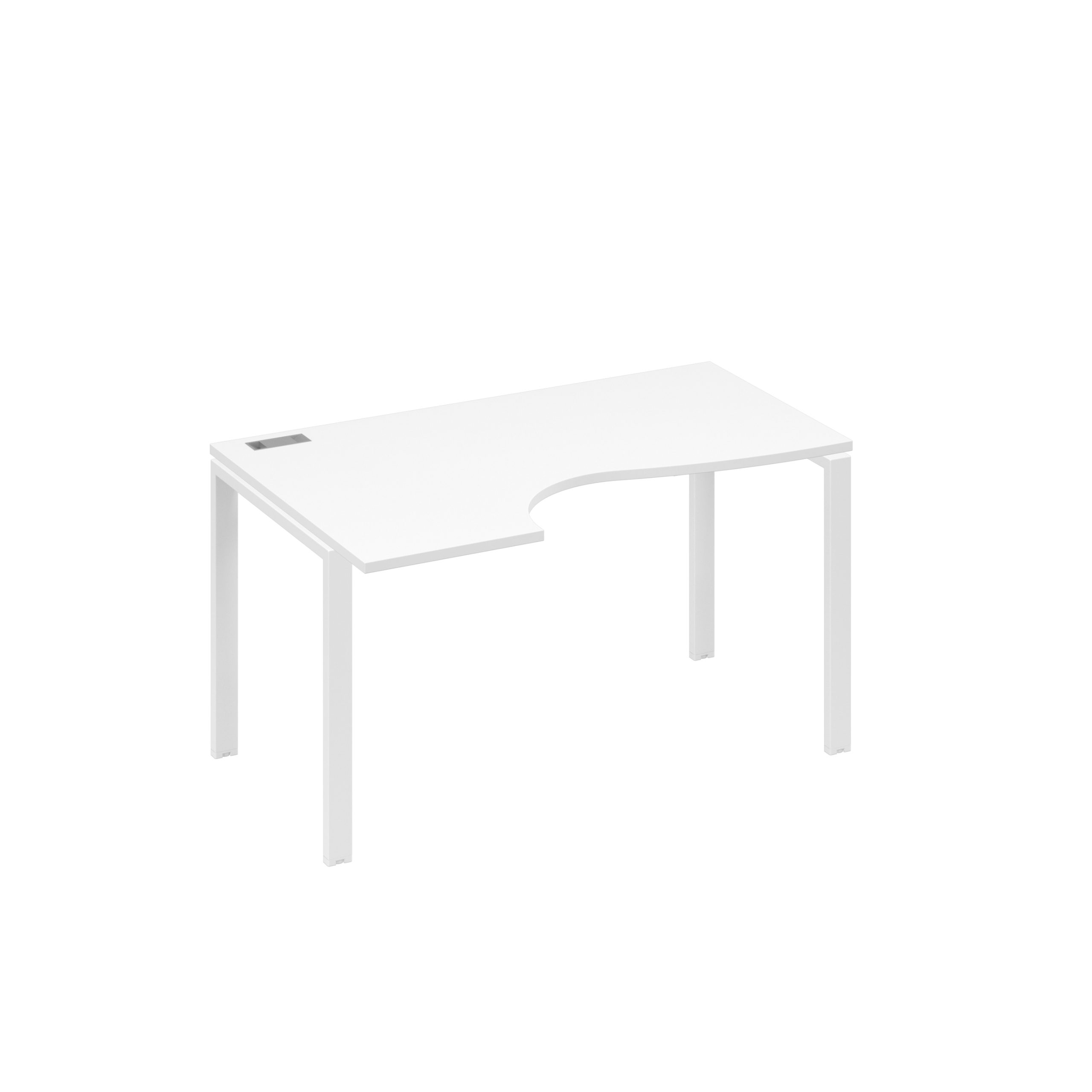 Стол "Классика" левый на металлокаркасе UNO эргономичный белый премиум / металлокаркас белый