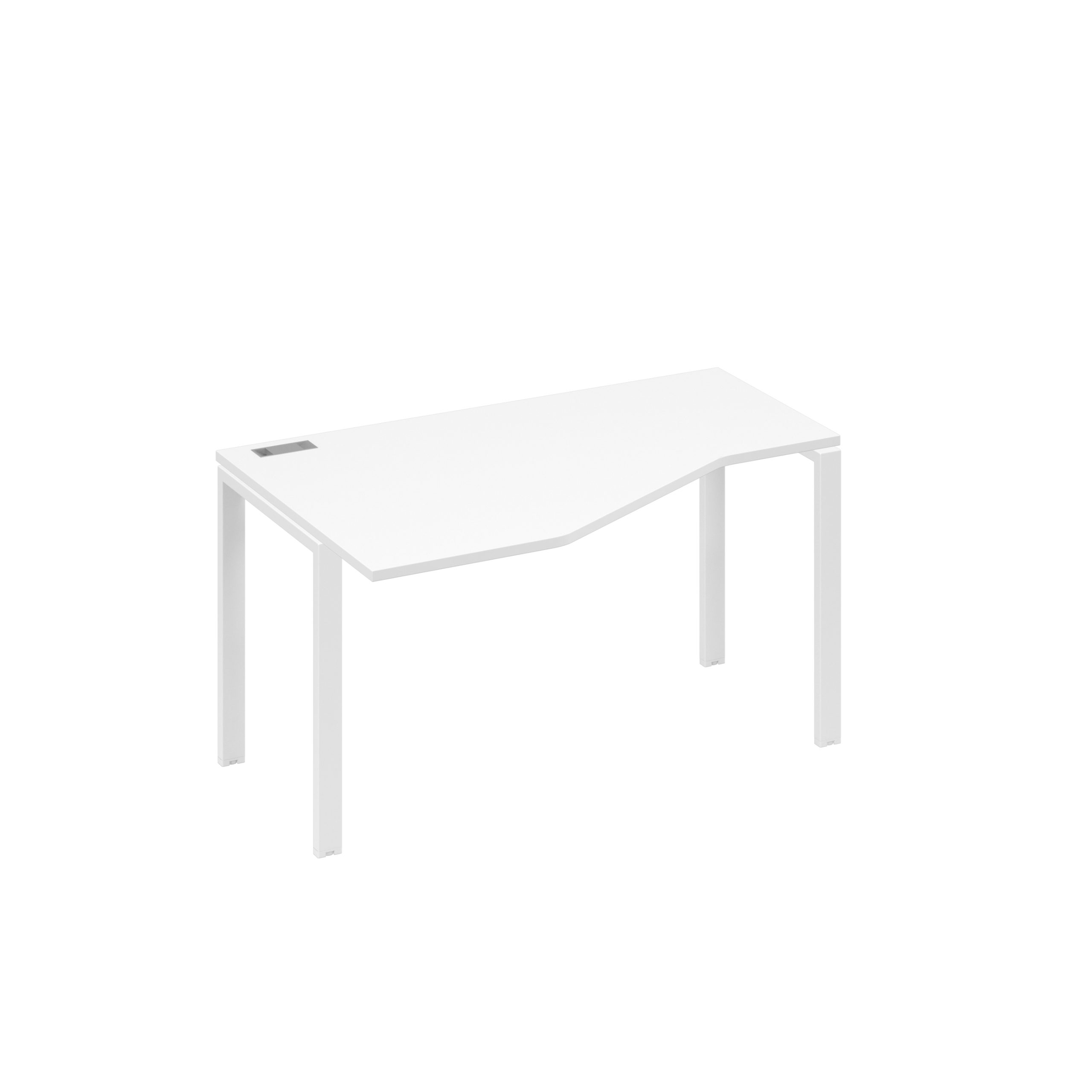 Стол 140х90 эргономичный левый Техно каркас UNO белый премиум / металлокаркас белый