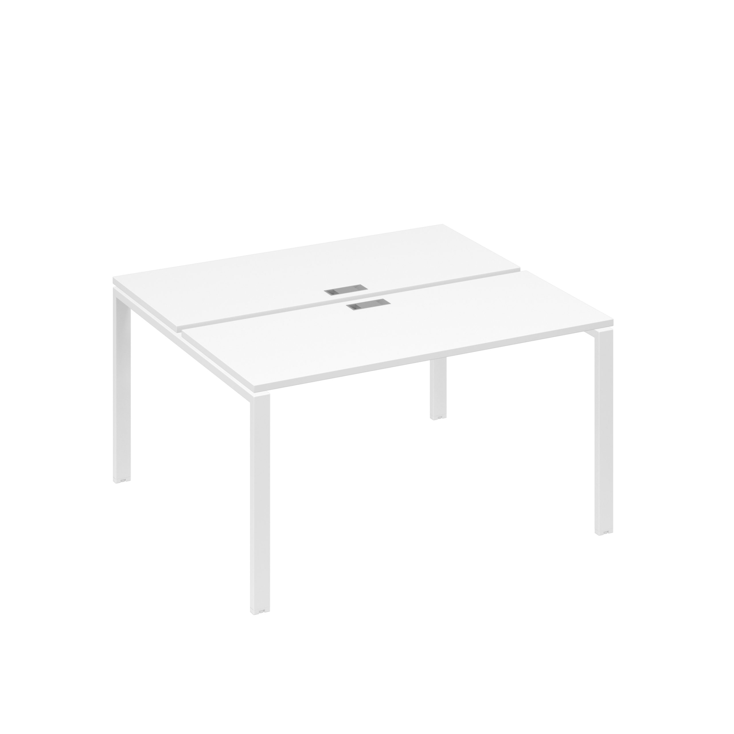 Рабочая станция на каркасе UNO столы 2х140 белый премиум / металлокаркас белый
