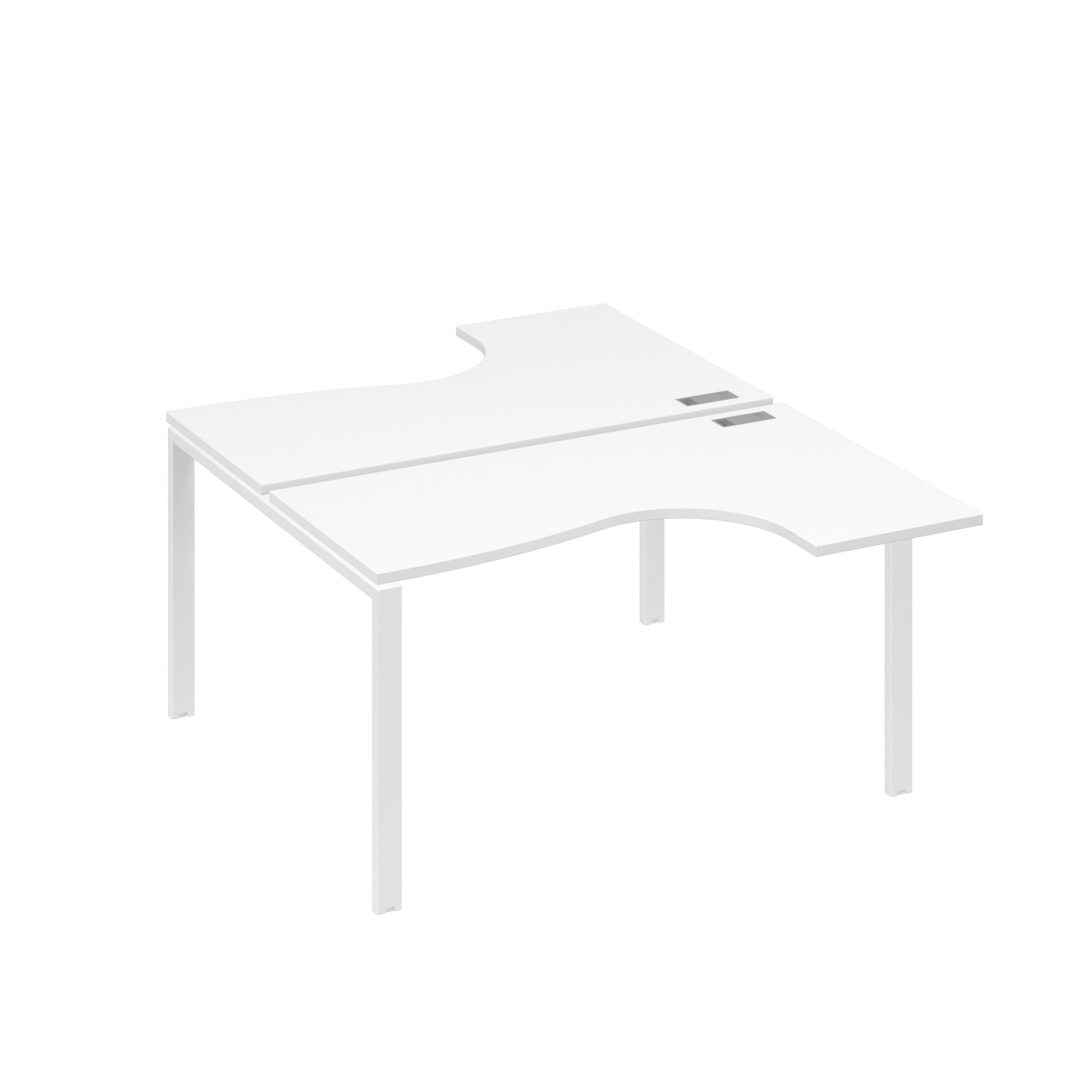 Рабочая станция (2х140) опоры UNO столы Классика белый премиум / металлокаркас белый
