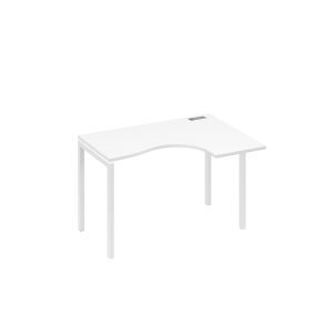 Стол "Классика" на металлокаркасе DUE эргономичный правый белый премиум / металлокаркас белый