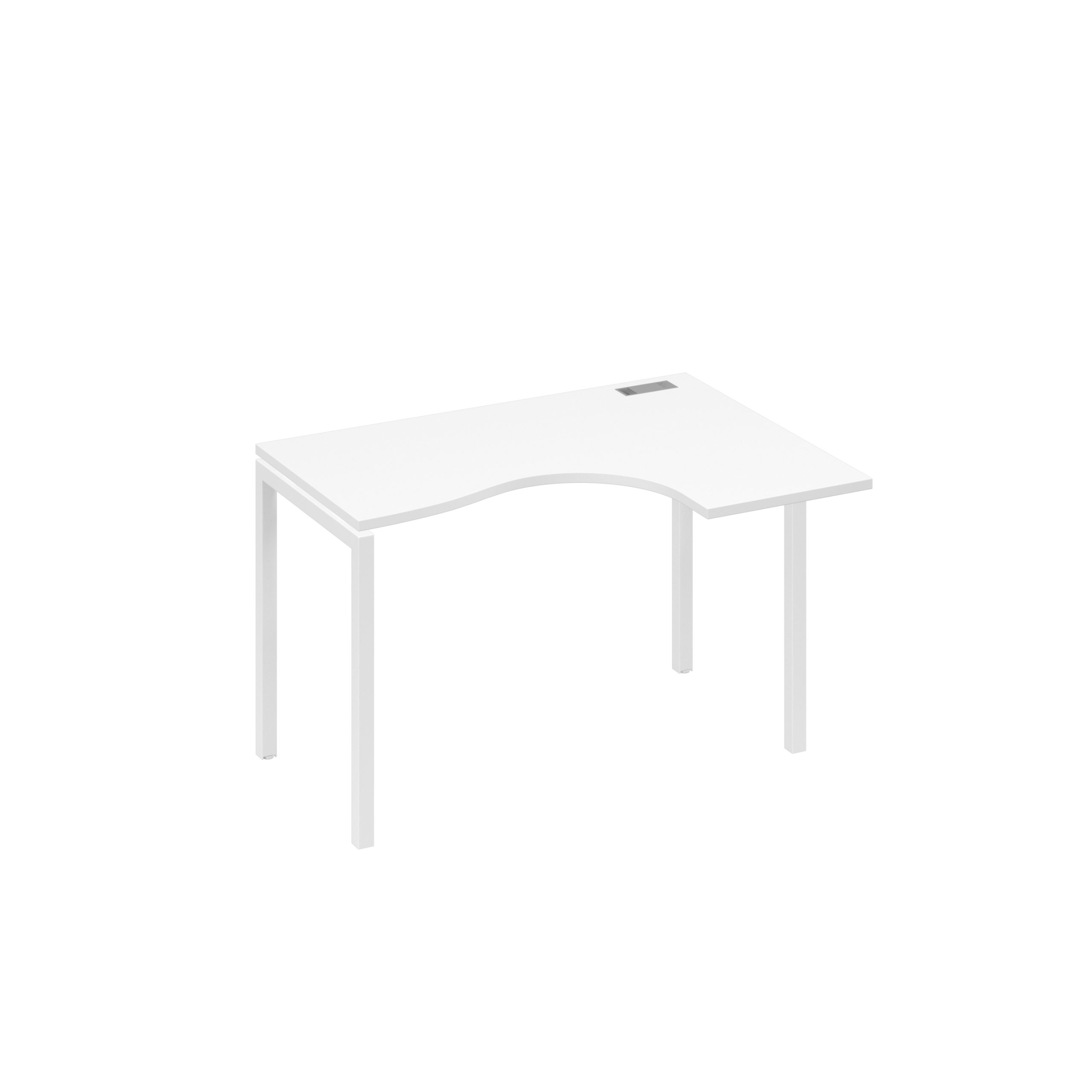 Стол "Классика" на металлокаркасе DUE эргономичный правый белый премиум / металлокаркас белый