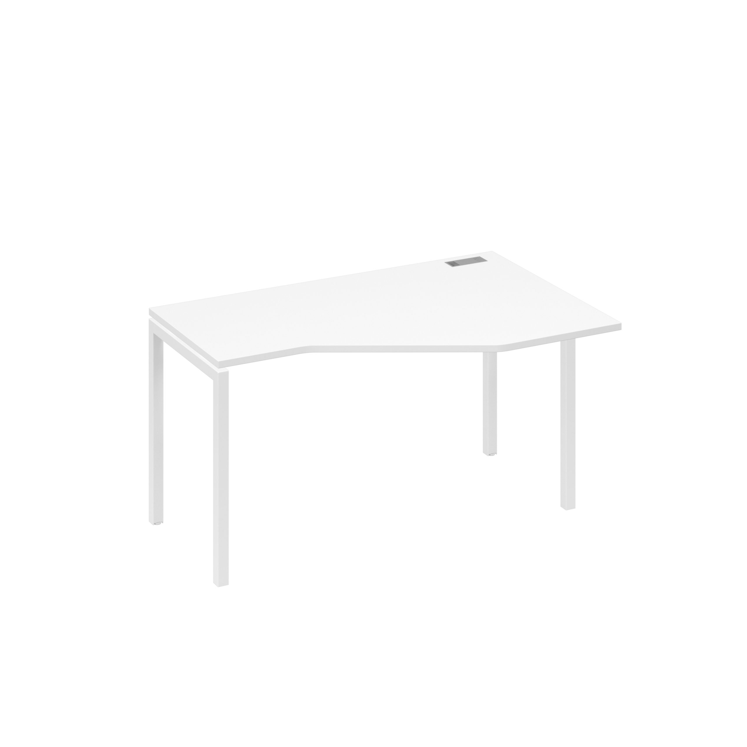 Стол "Техно" эргономичный на металлокаркасе DUE правый белый премиум / металлокаркас белый