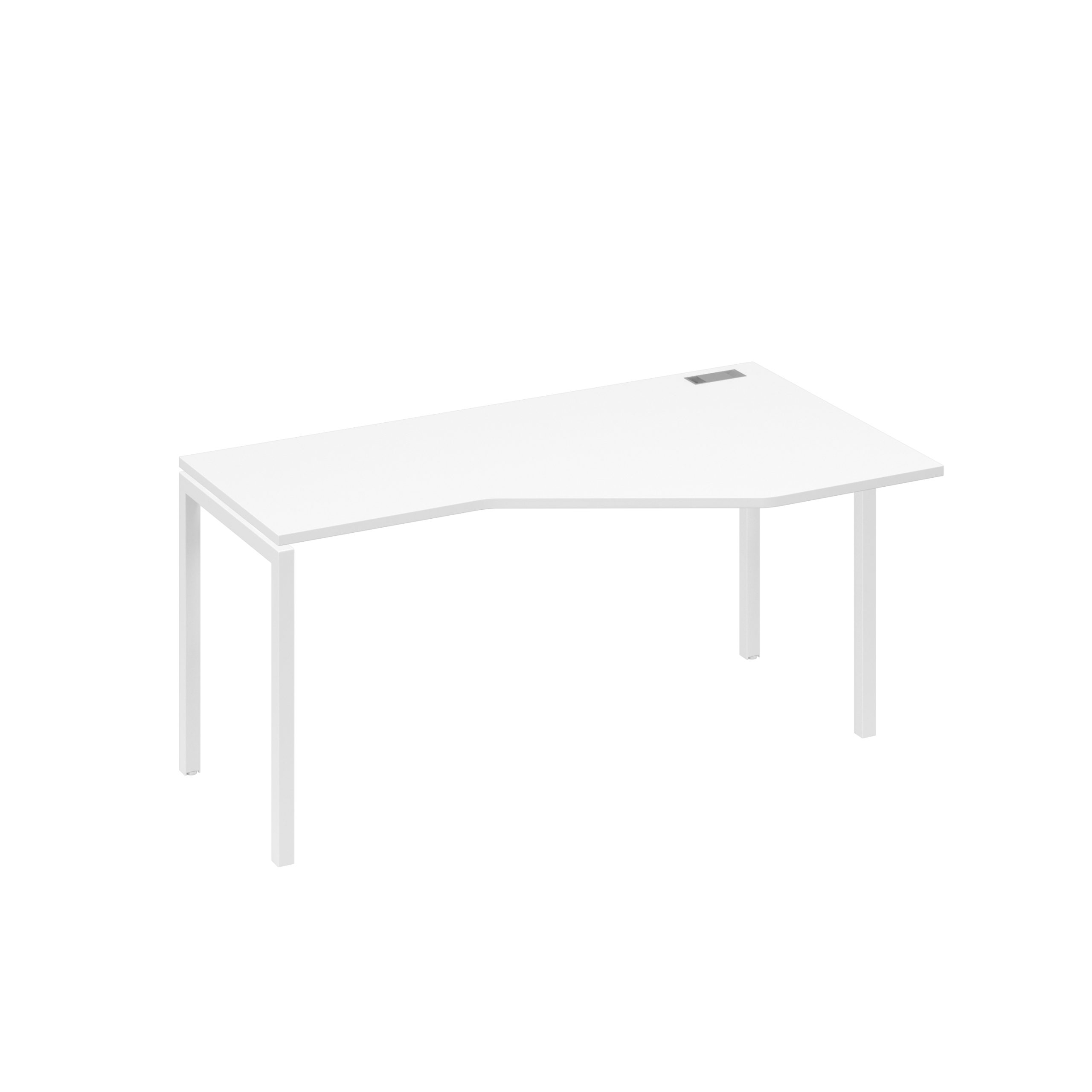 Стол "Техно" на каркасе DUE эргономичный правый белый премиум / металлокаркас белый
