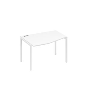 Стол "Техно" левый на металлокаркасе DUE эргономичный белый премиум / металлокаркас белый