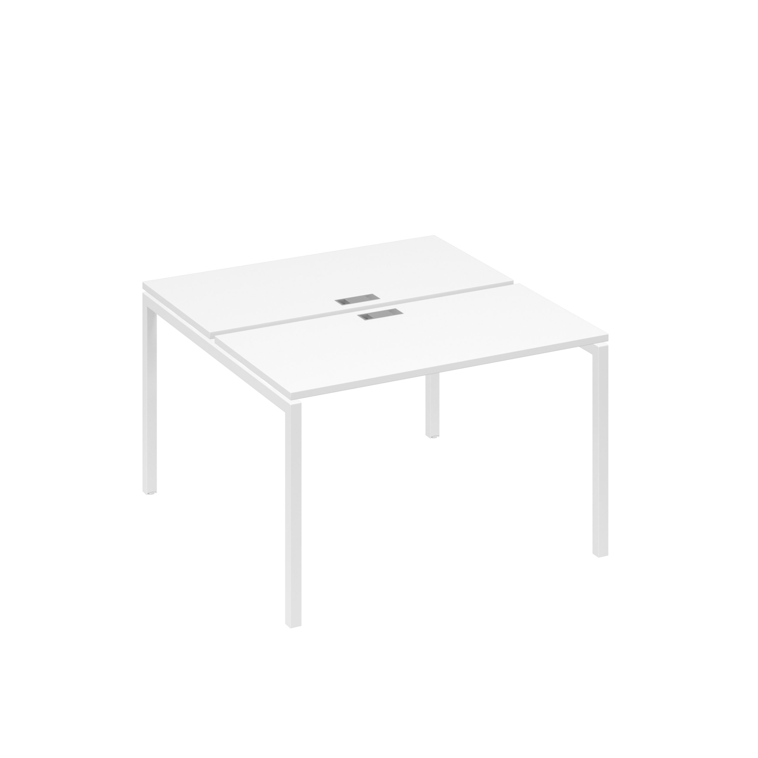 Рабочая станция с опорами DUE (2х120) белый премиум / металлокаркас белый