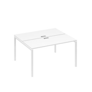 Рабочая станция на опорах DUE (2х140) белый премиум / металлокаркас белый