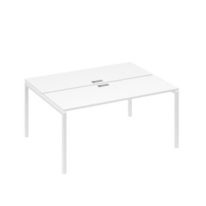 Рабочая станция 2х160 на опорах DUE белый премиум / металлокаркас белый