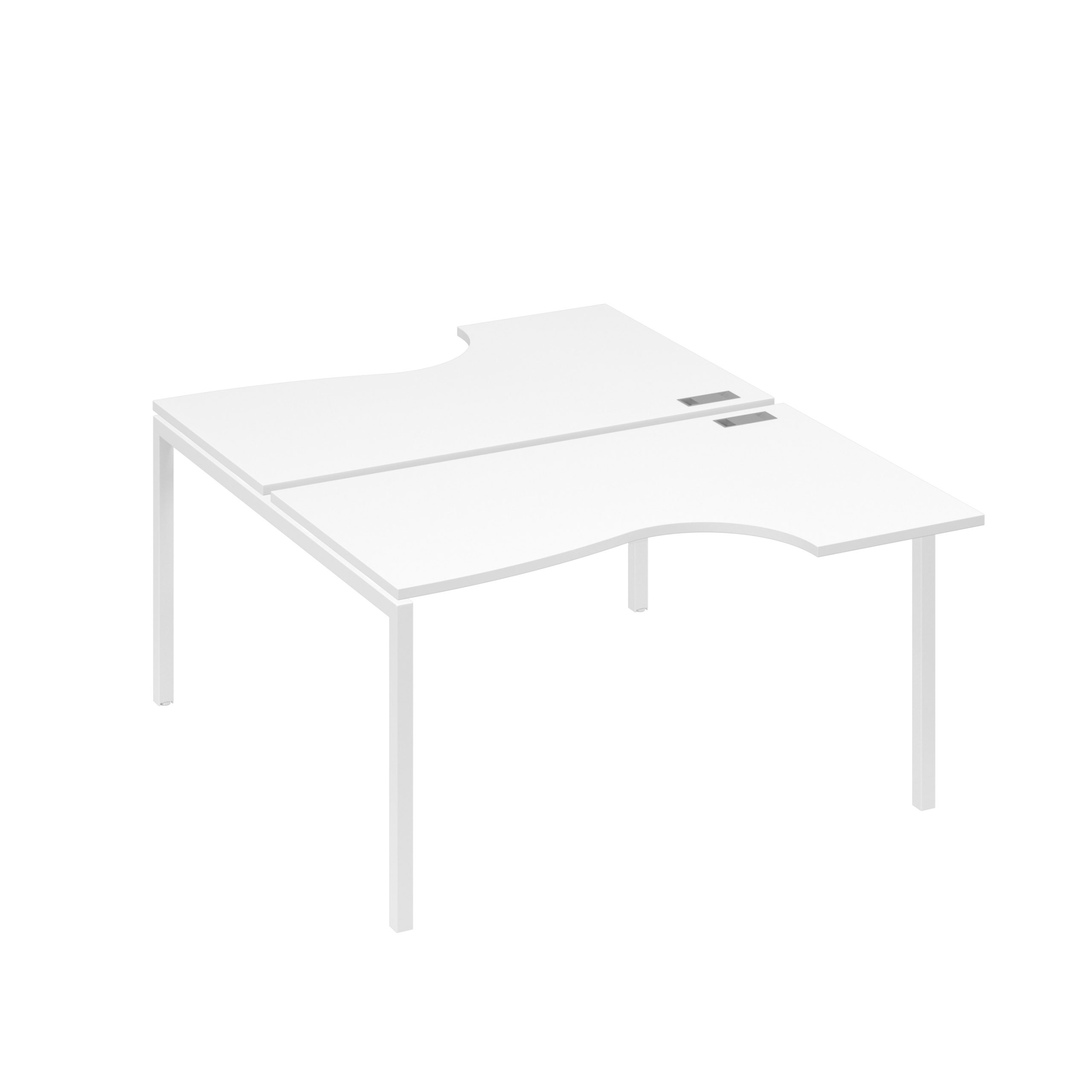 Рабочая станция металлокаркас DUE со столами (2х140) Классика белый премиум / металлокаркас белый