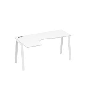 Стол "Классика" каркас TRE эргономичный левый белый премиум / металлокаркас белый