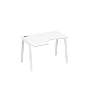 Стол "Классика" на металлокаркасе TRE левый эргономичный белый премиум / металлокаркас белый