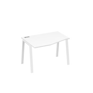 Стол "Техно" эргономичный на металлокаркасе TRE левый белый премиум / металлокаркас белый