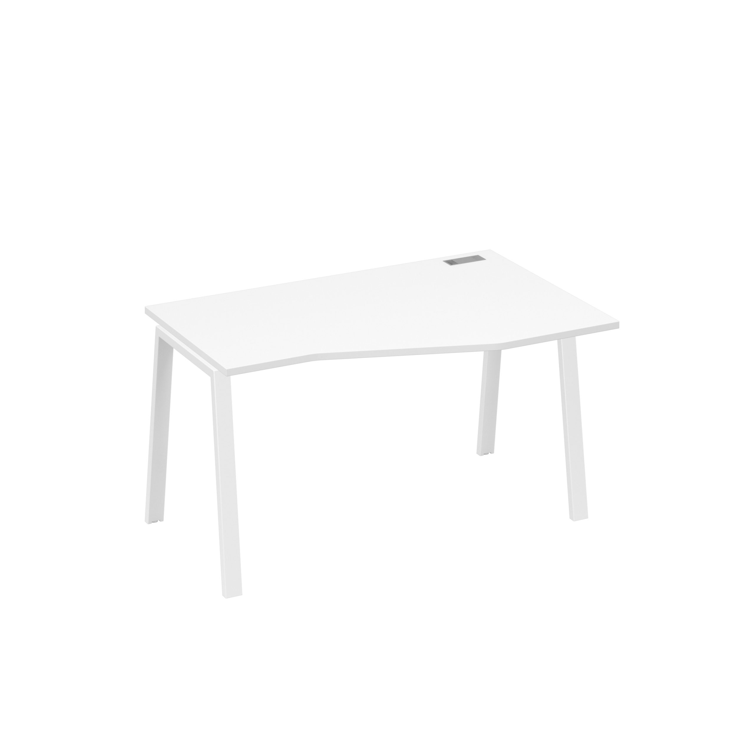 Стол "Техно" на металлокаркасе TRE эргономичный правый  белый премиум / металлокаркас белый
