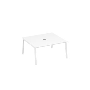 Стол 160 на каркасе TRE в переговорную белый премиум / металлокаркас белый