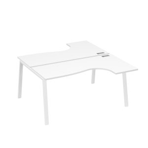 Рабочая станция на опорах TRE (2х160) столы Классика белый премиум / металлокаркас белый