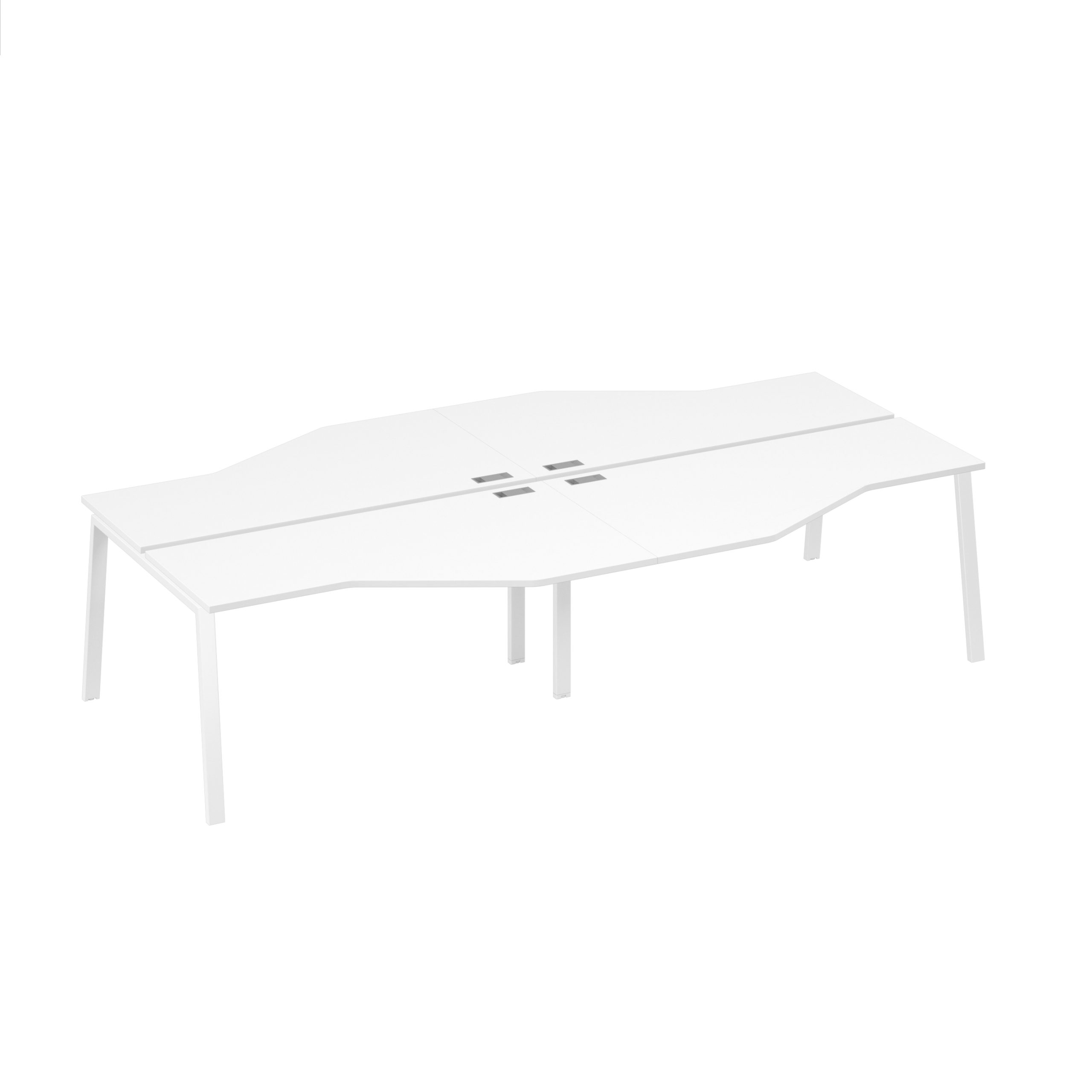 Станция рабочая 4х160 столы Техно на каркасе TRE белый премиум / металлокаркас белый