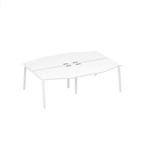 Станция с каркасом TRE и столами Техно (4х120) белый премиум / металлокаркас белый