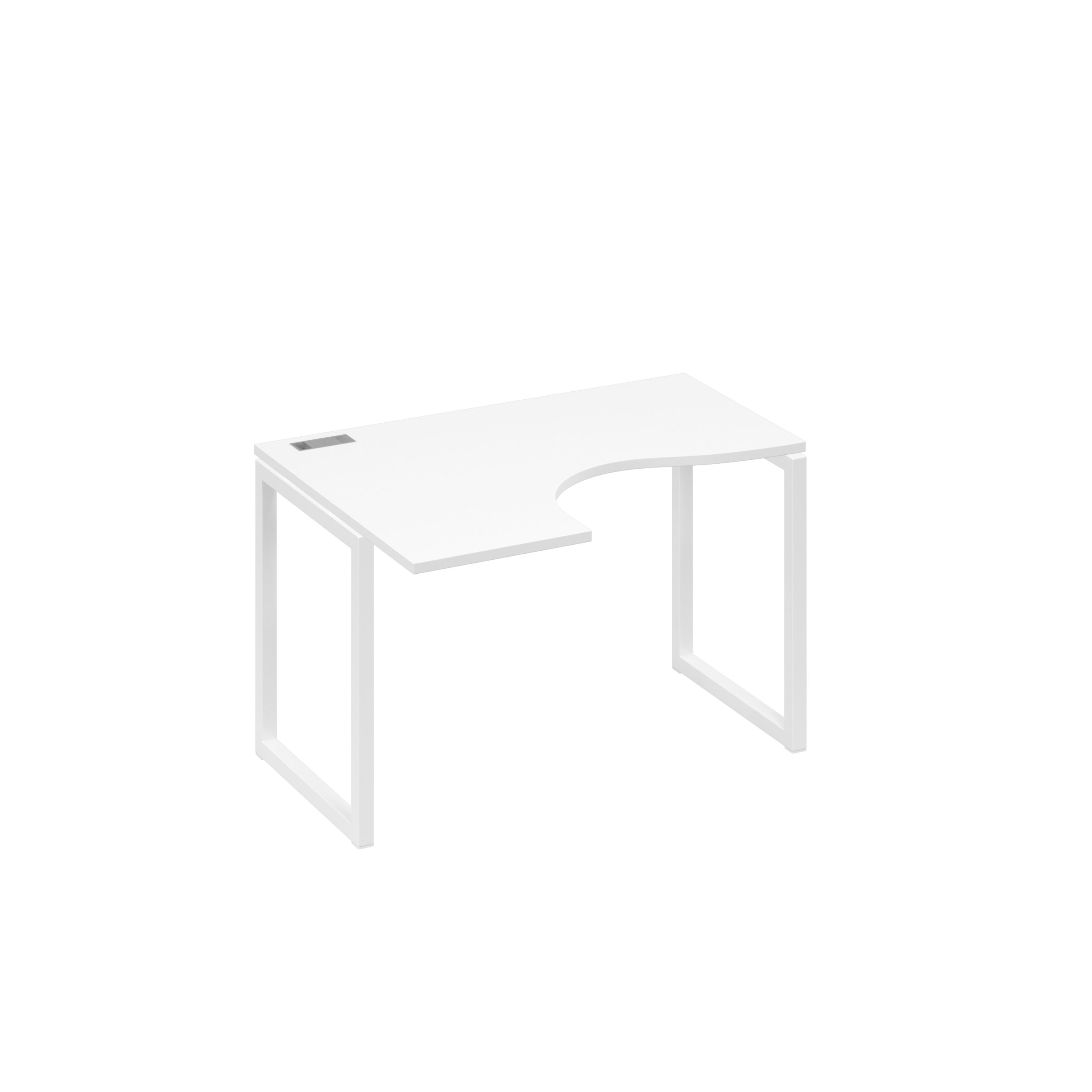 Стол "Классика" на металлокаркасе QUATTRO эргономичный левый белый премиум / металлокаркас белый