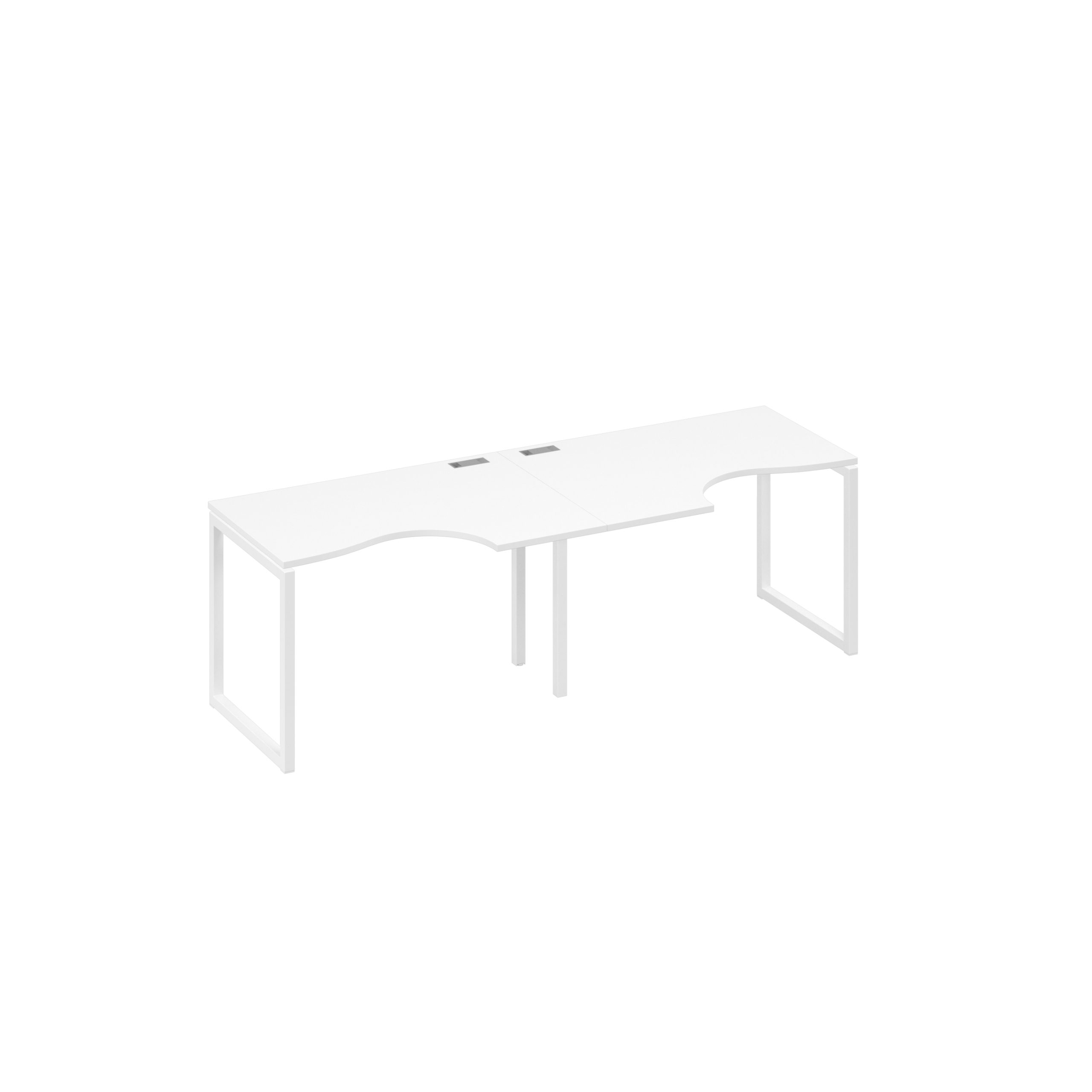 Рабочая станция столы Классика каркас QUATTRO (2х120) белый премиум / металлокаркас белый