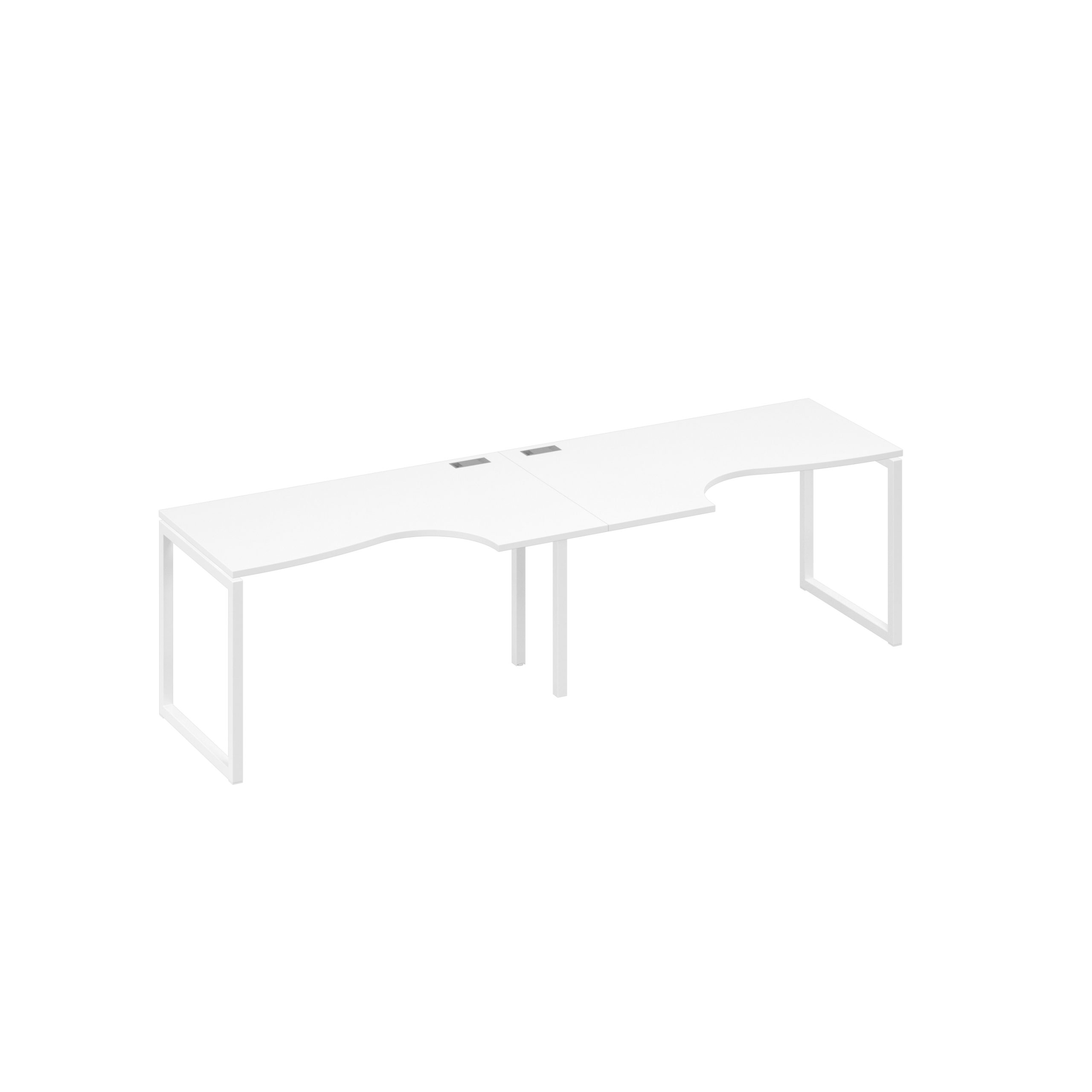 Рабочая станция столы Классика на каркасе QUATTRO (2х140) белый премиум / металлокаркас белый