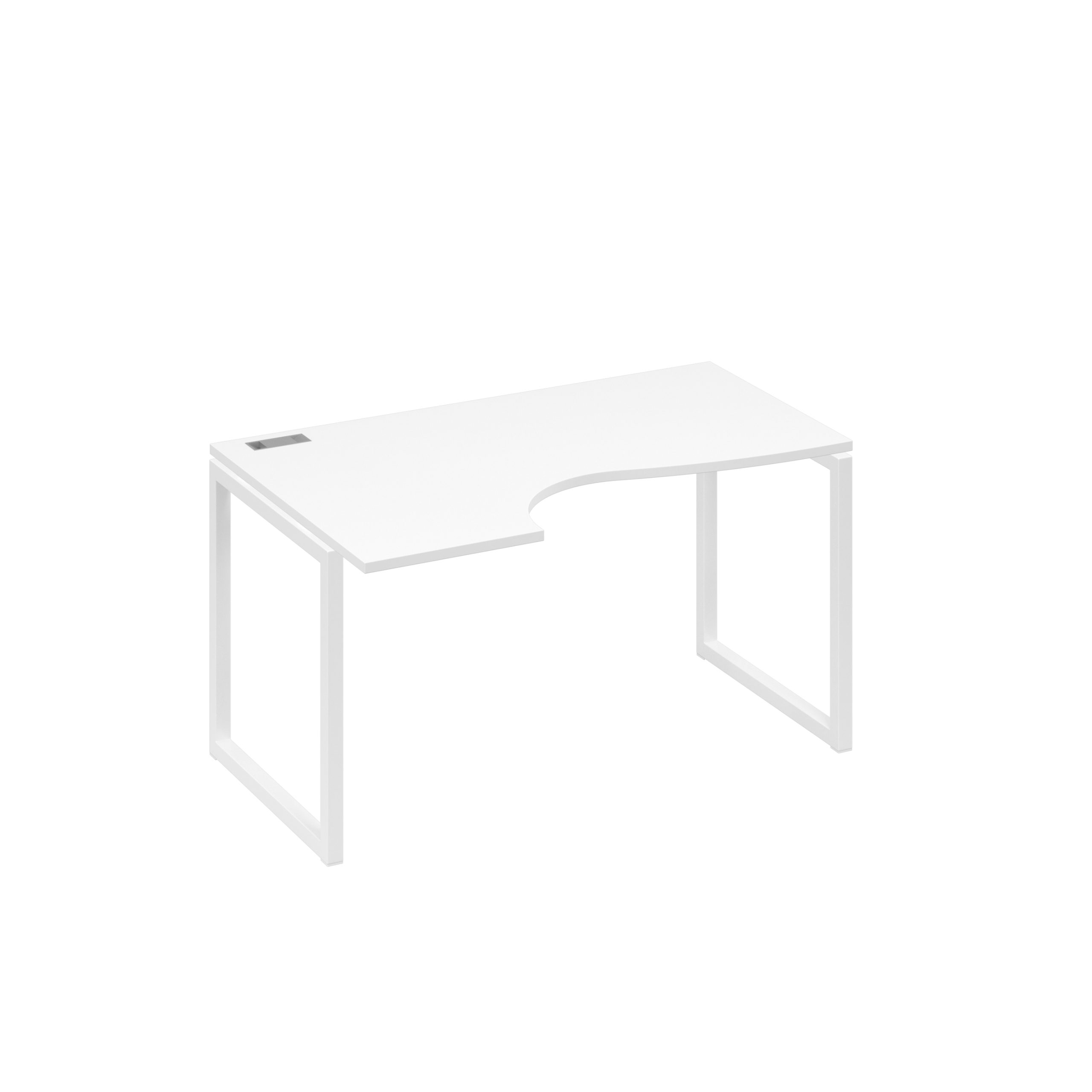Стол "Классика" левый на металлокаркасе QUATTRO эргономичный белый премиум / металлокаркас белый