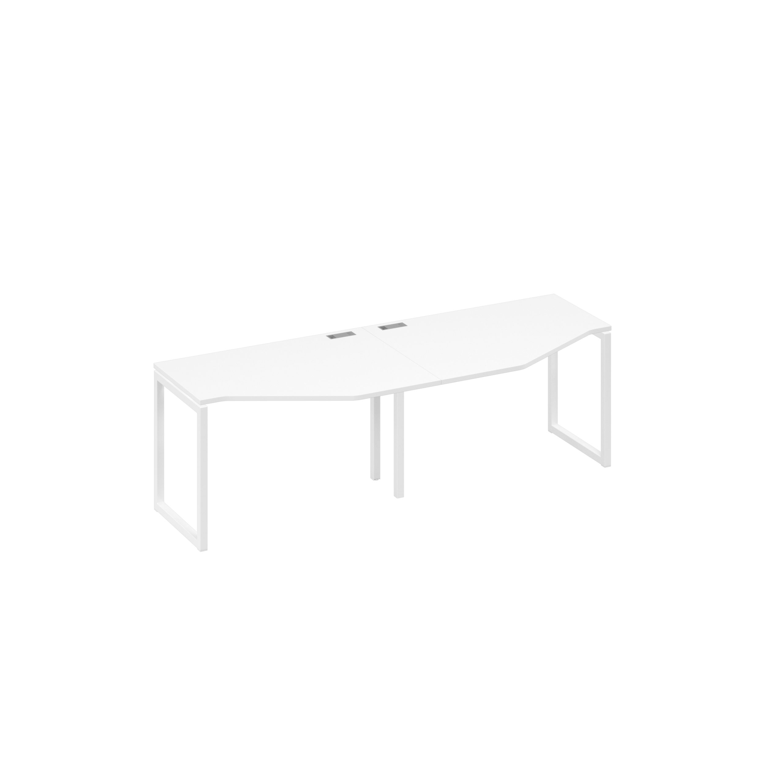 Рабочая станция (2х120) каркас QUATTRO столы Техно белый премиум / металлокаркас белый