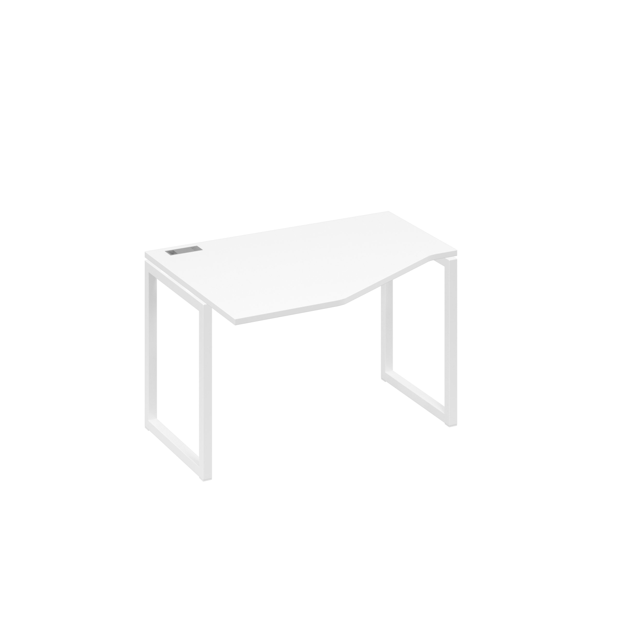 Стол "Техно" на металлокаркасе QUATTRO эргономичный левый белый премиум / металлокаркас белый