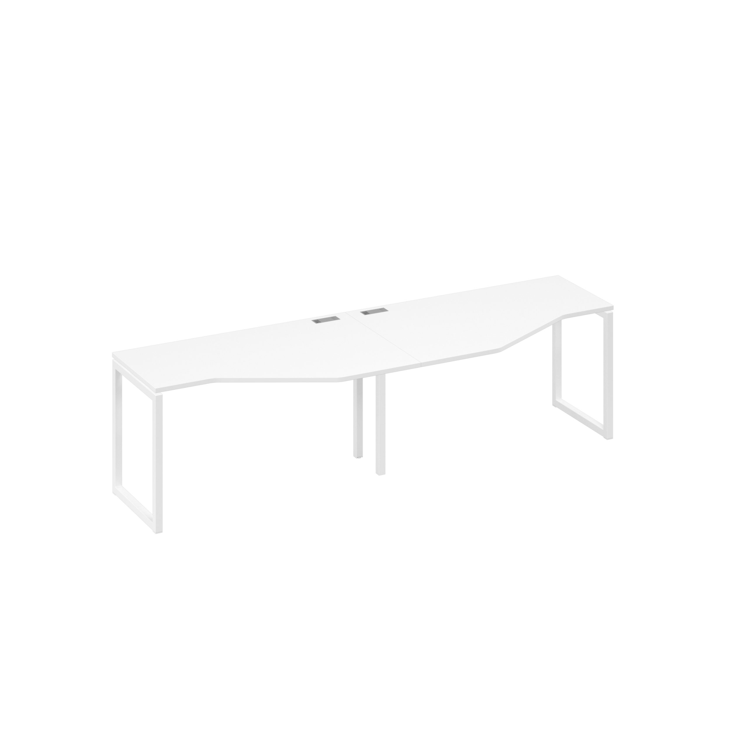 Рабочая станция опоры QUATTRO столы (2х140) Техно белый премиум / металлокаркас белый