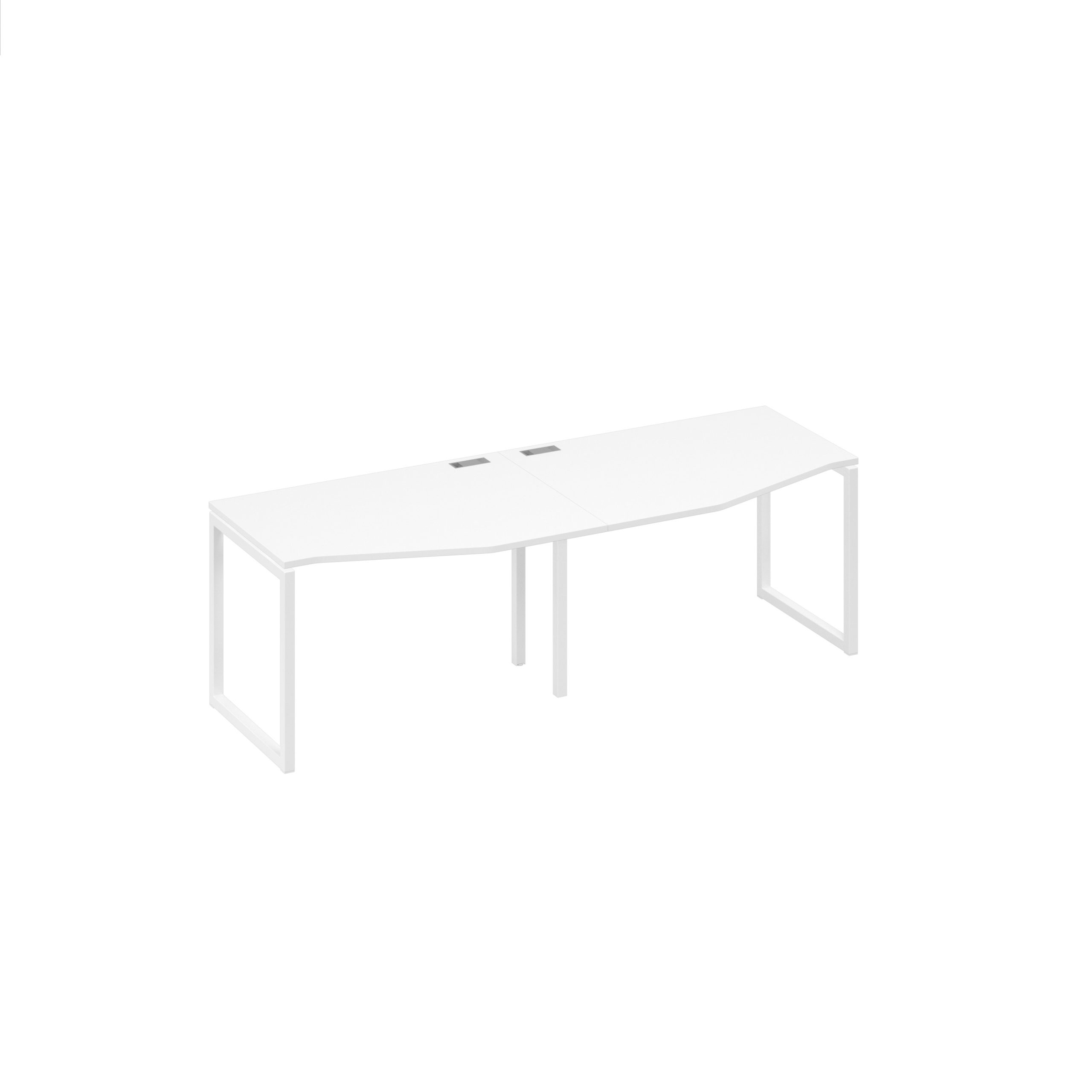 Станция QUATTRO 2х120 столы Техно на металлокаркасе белый премиум / металлокаркас белый