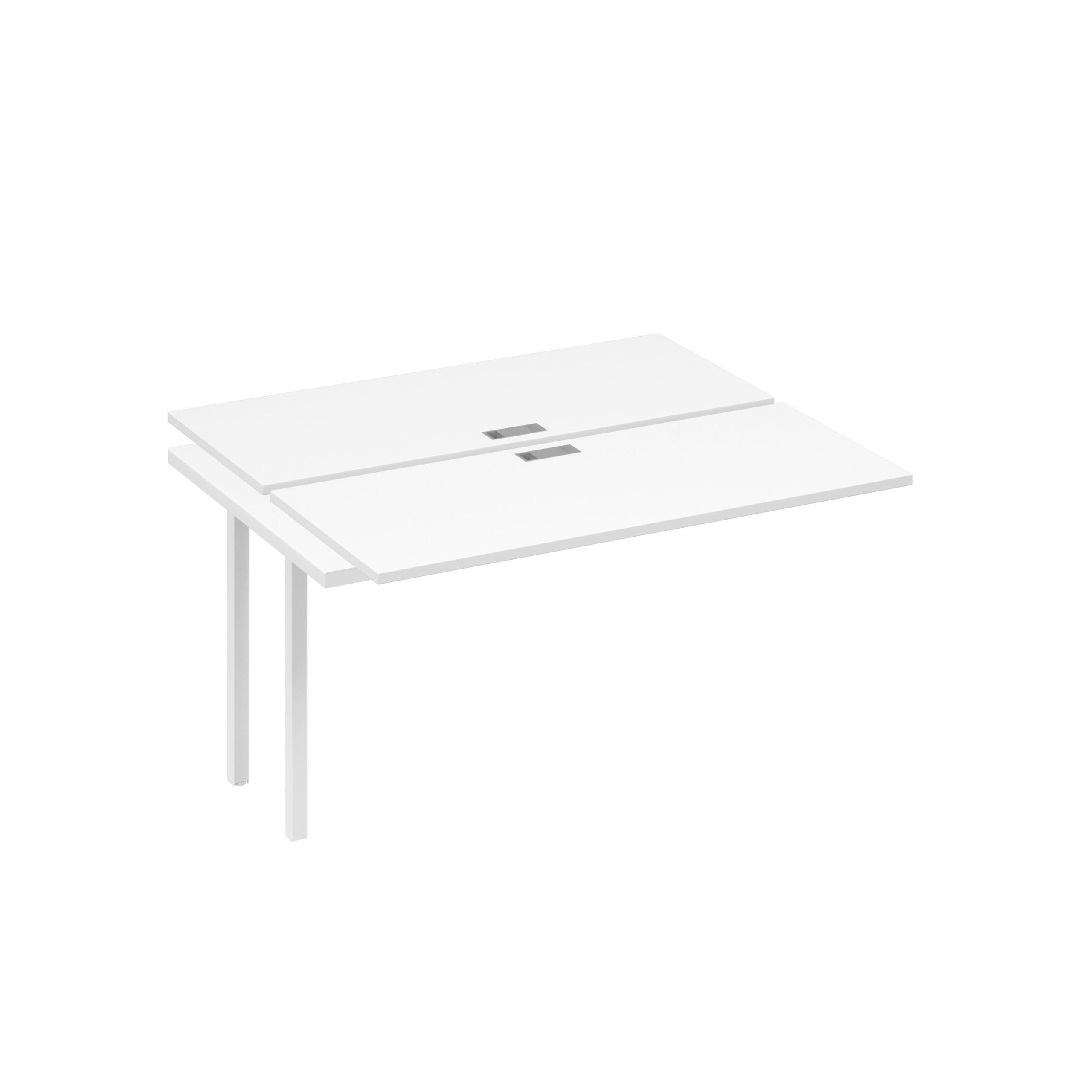 Секция стола рабочей станции на металлокаркасе QUATTRO (2х140) белый премиум / металлокаркас белый