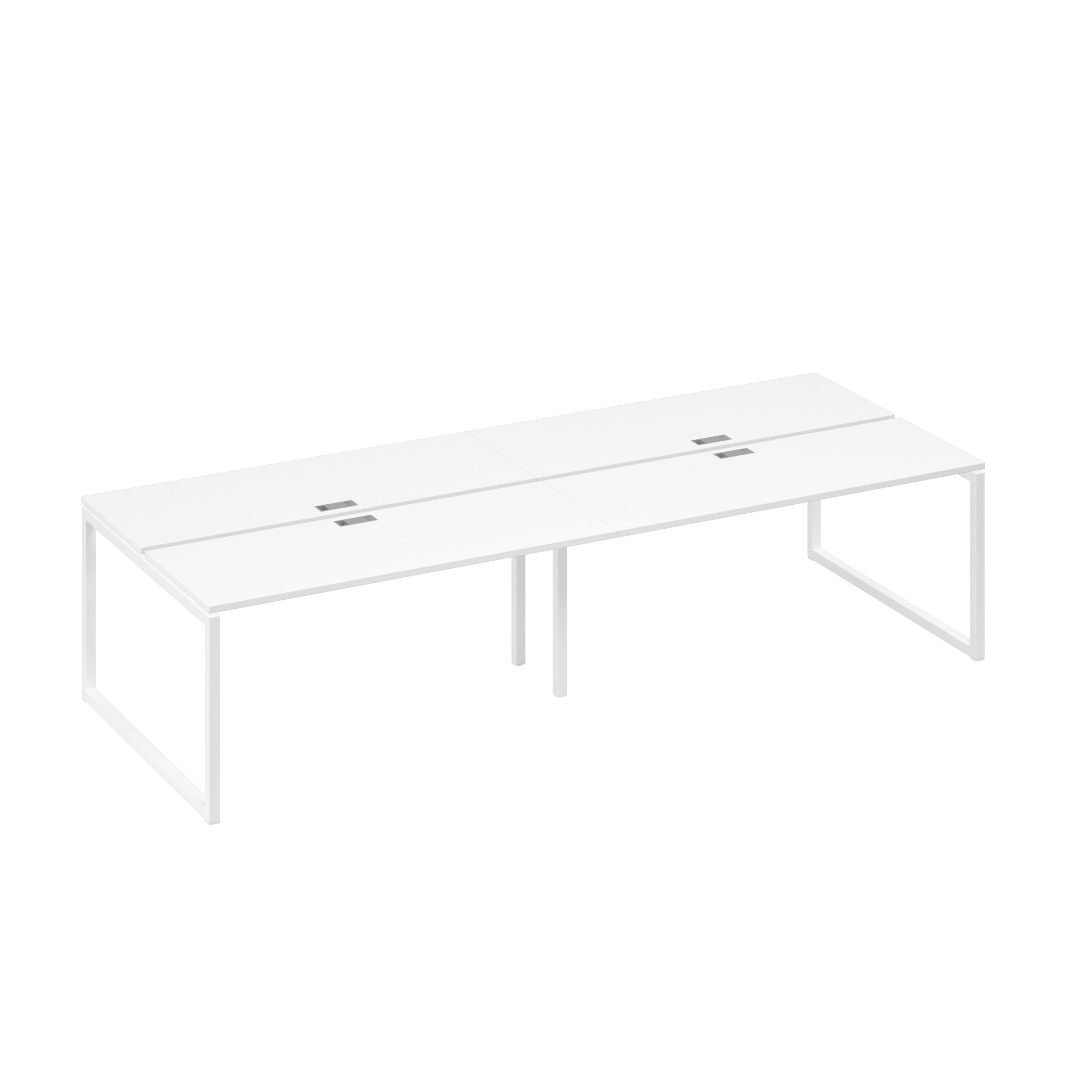 Рабочая станция на металлокаркасе QUATTRO (4х160) белый премиум / металлокаркас белый