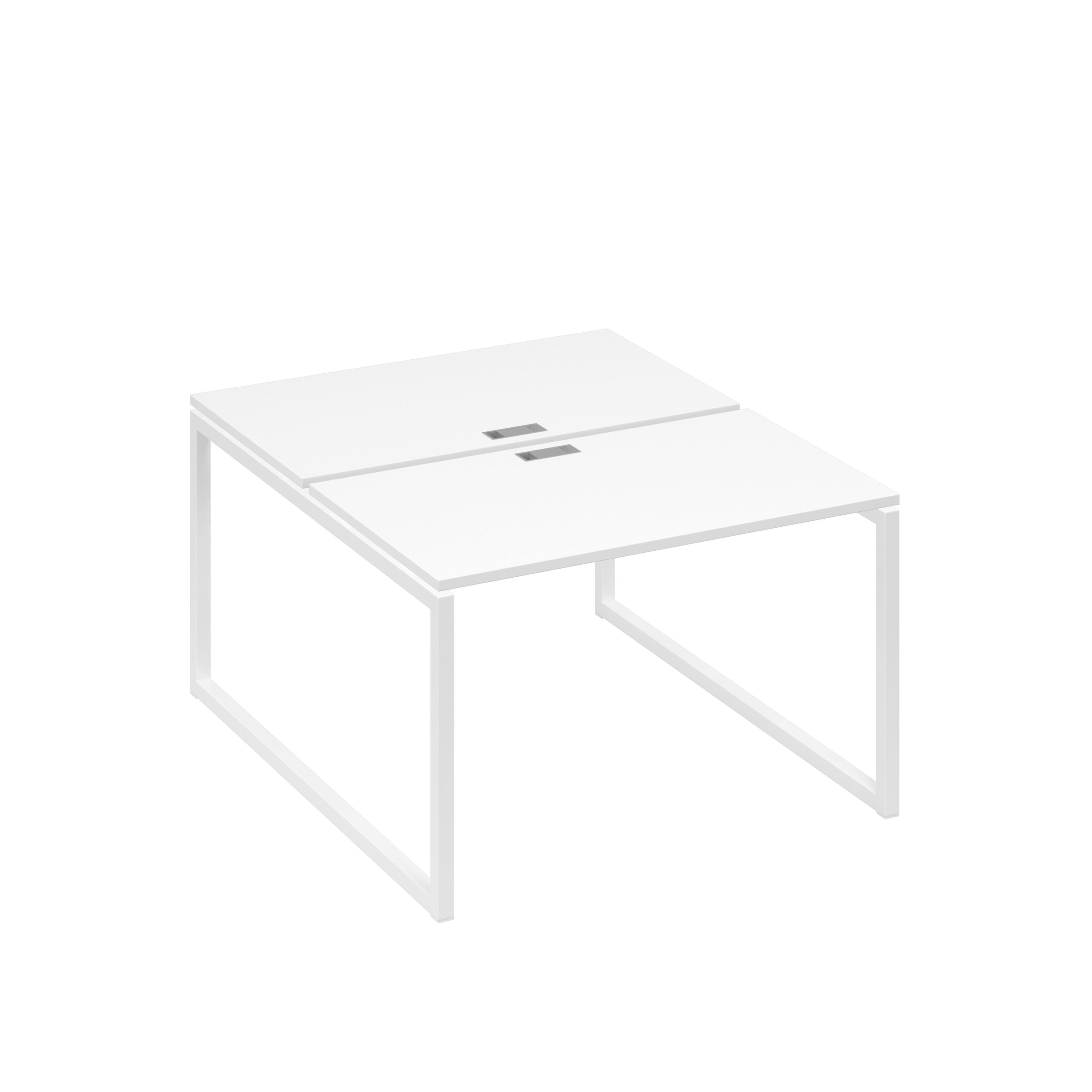 Рабочая станция 2х120 на металлокаркасе QUATTRO белый премиум / металлокаркас белый