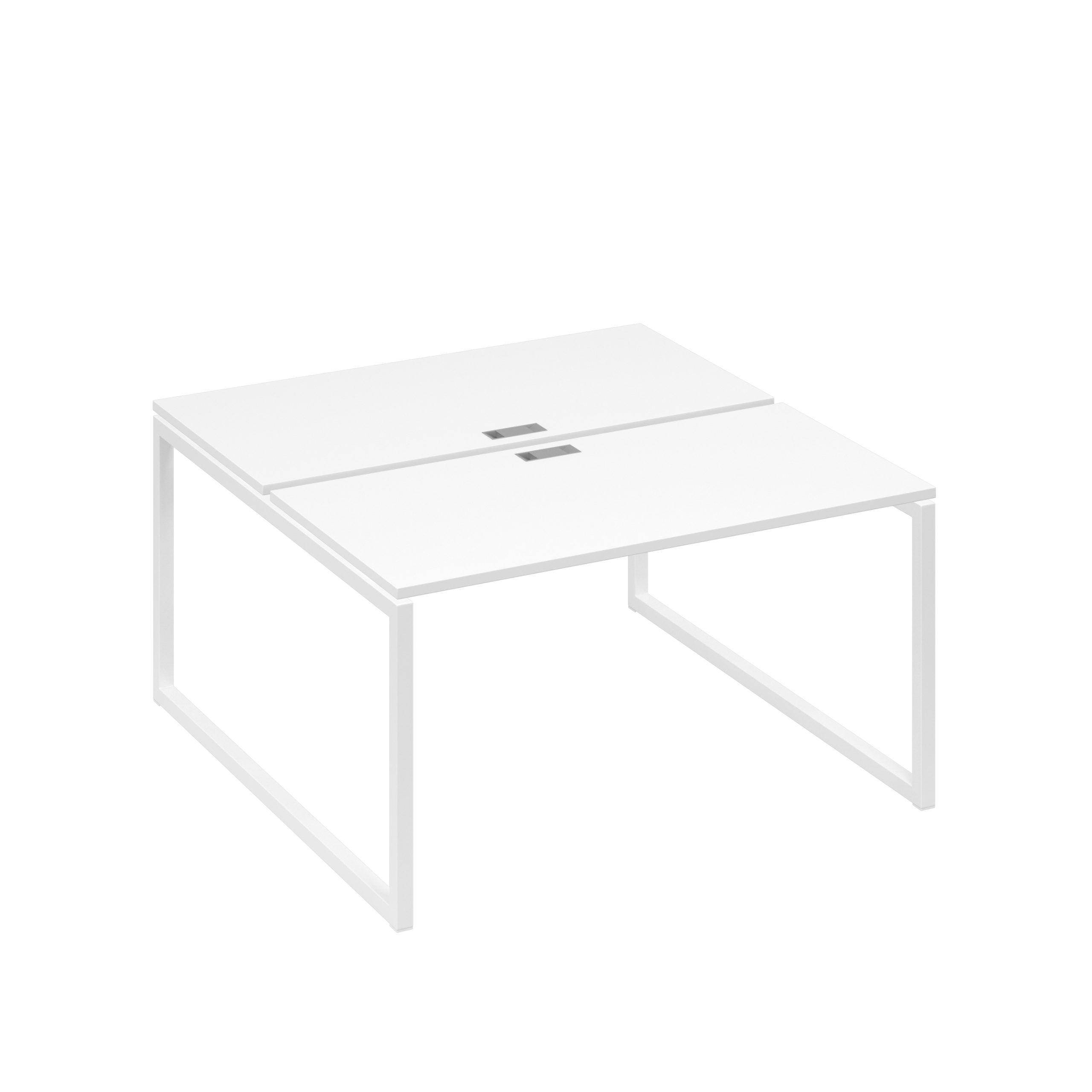 Рабочая станция 2х140 на опорах QUATTRO белый премиум / металлокаркас белый