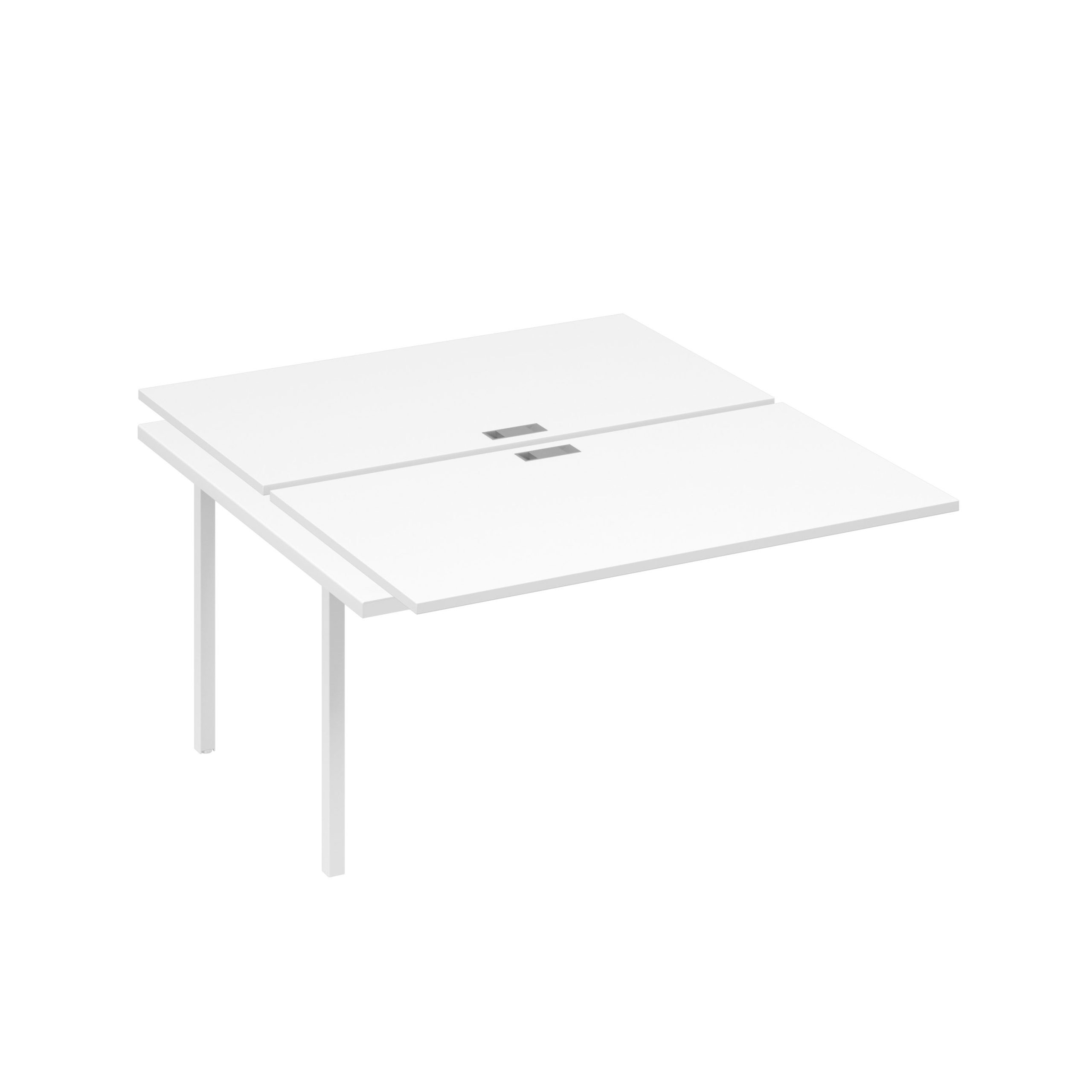 Секция стола рабочей станции 2х140 на каркасе QUATTRO белый премиум / металлокаркас белый