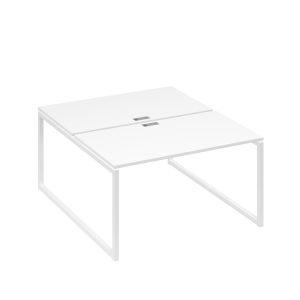 Рабочая станция QUATTRO (2х140) опоры металлокаркас белый премиум / металлокаркас белый