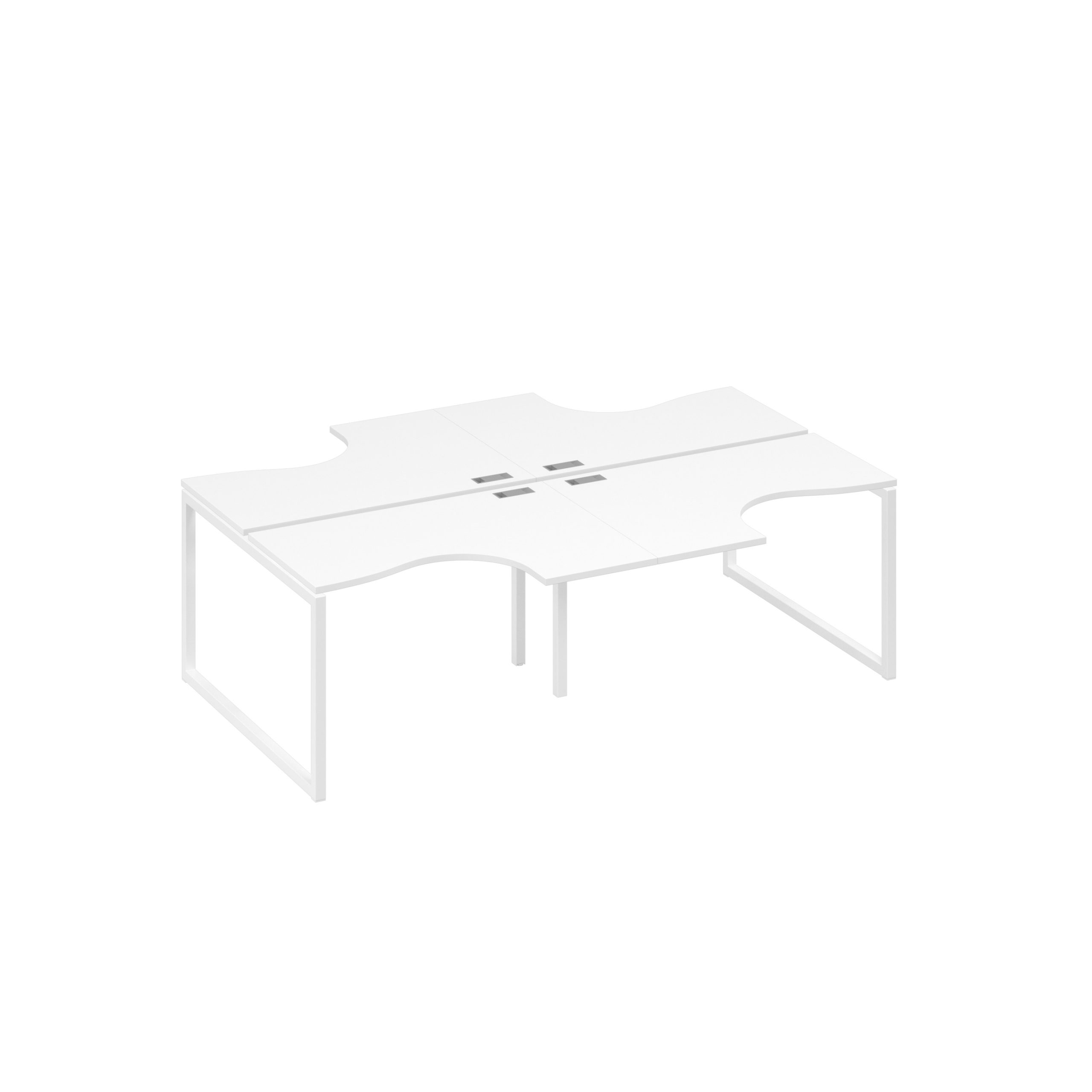 Рабочая станция (4х120) опоры QUATTRO столы Классика белый премиум / металлокаркас белый