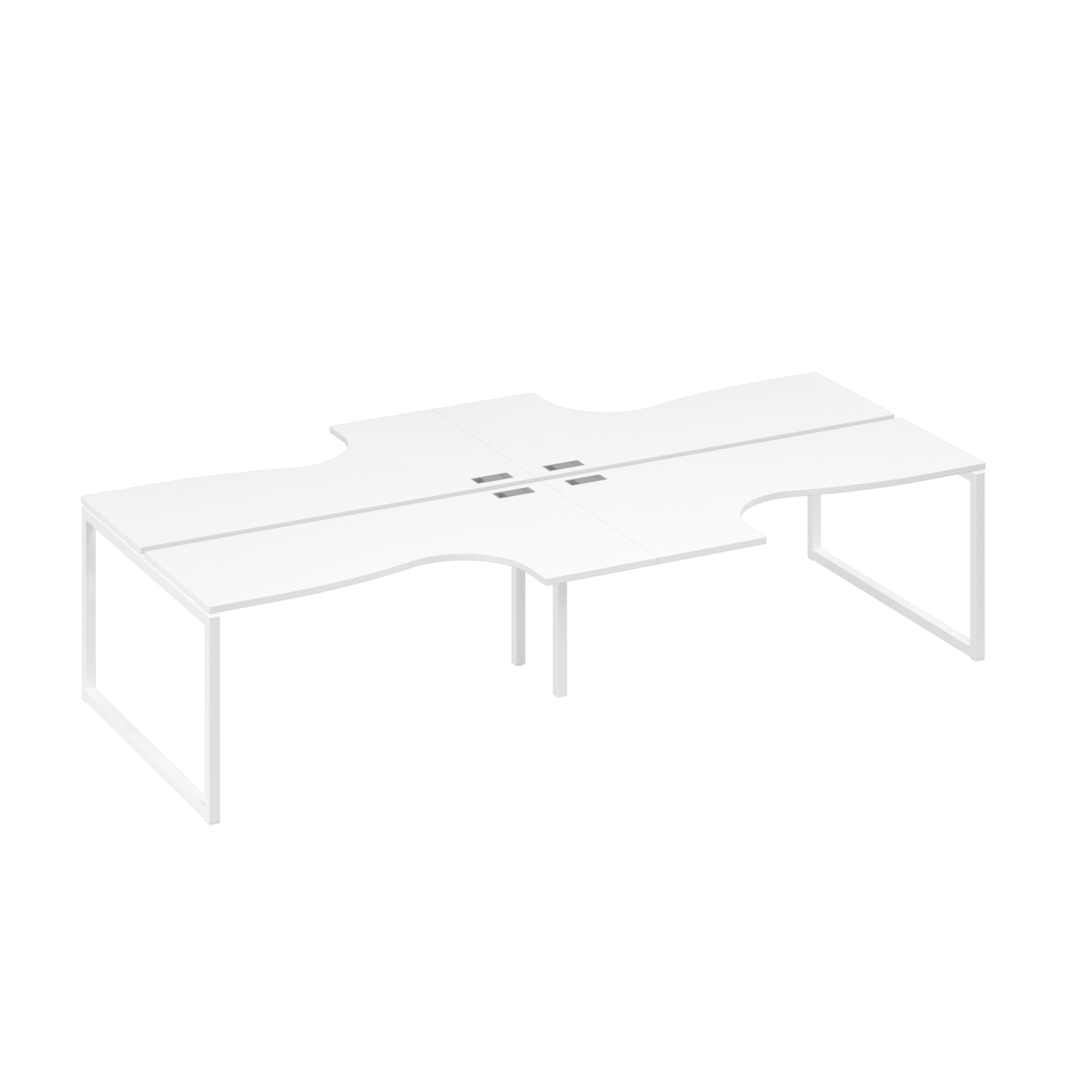Рабочая станция столы (4х160) Классика каркас QUATTRO белый премиум / металлокаркас белый