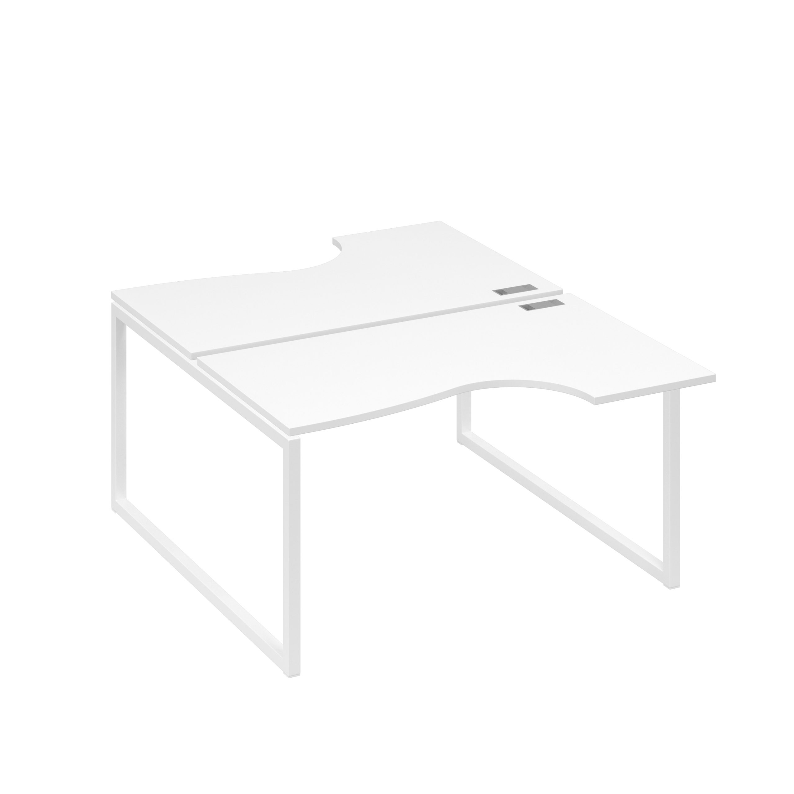 Рабочая станция каркас QUATTRO (2х140) столы Классика белый премиум / металлокаркас белый