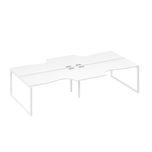 Рабочая станция QUATTRO (4х160) столы Классика белый премиум / металлокаркас белый