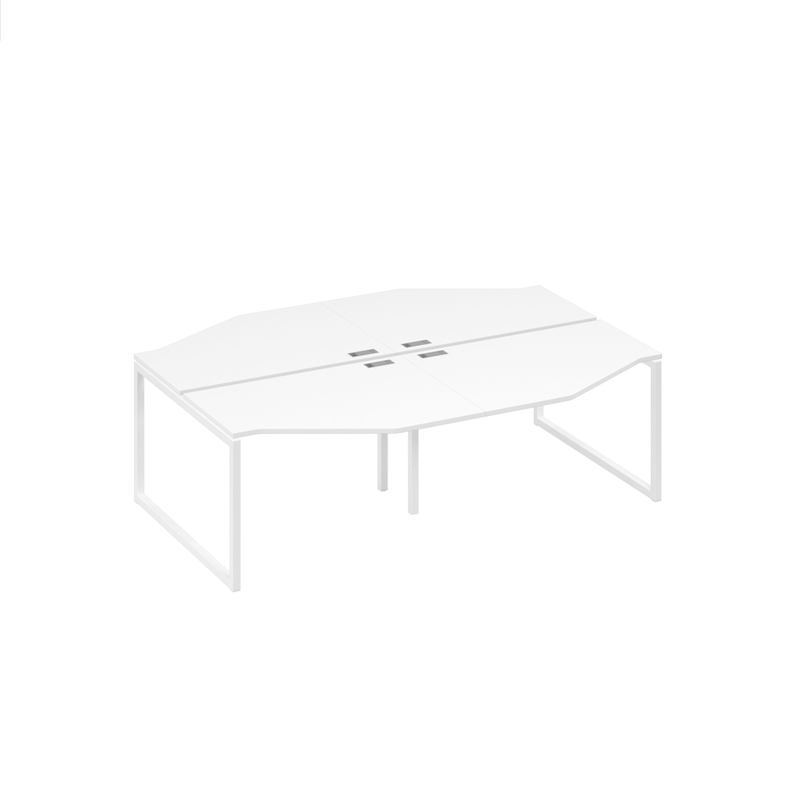 Cтанция QUATTRO столы Техно 4х120 эргономичные белый премиум / металлокаркас белый