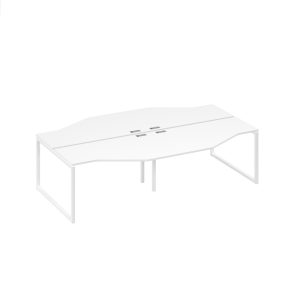 Рабочая станция столы (4х140) Техно каркас QUATTRO белый премиум / металлокаркас белый