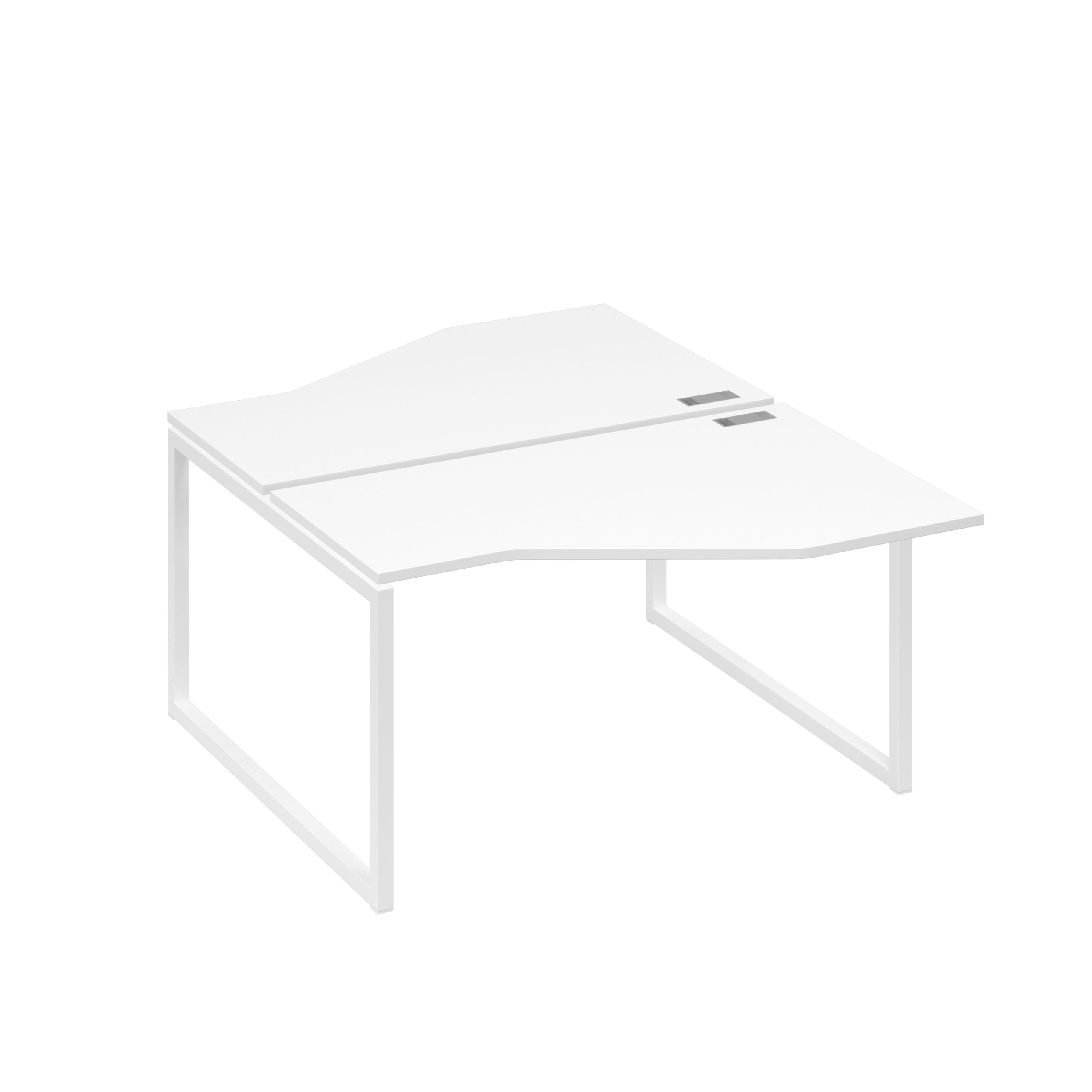 Рабочая станция со столами (2х140) Техно на каркасе QUATTRO белый премиум / металлокаркас белый